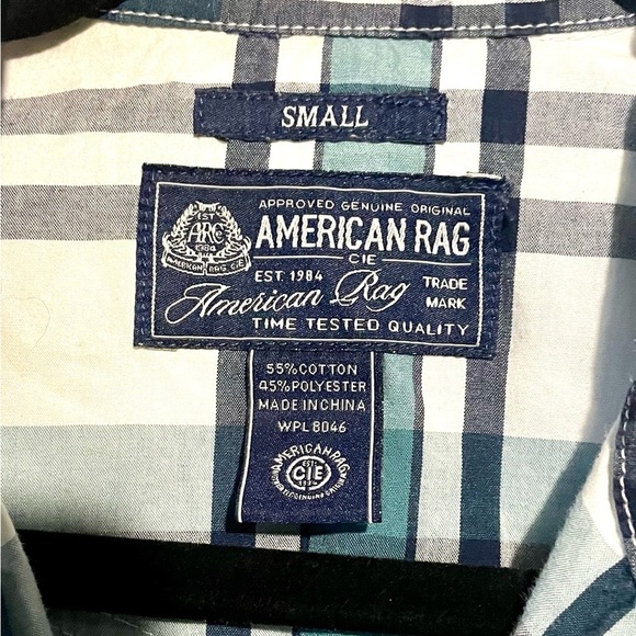 American Rag Mens Western Yoke Cowboy Plaid Shirt Size Small Green White Barn - Picture 4 of 8